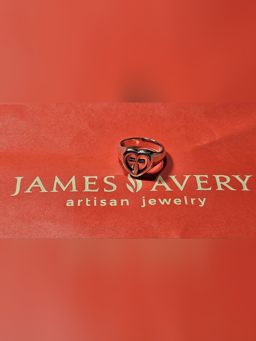 James Avery Sterling Retired Eternal Love Heart Cross Ring